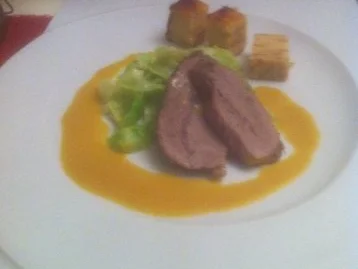 Kalbsbraten mit Safransosse, Baumkuchen von der Kartoffel & Rosenkohl mal anders - Rezept - Bild Nr. 2