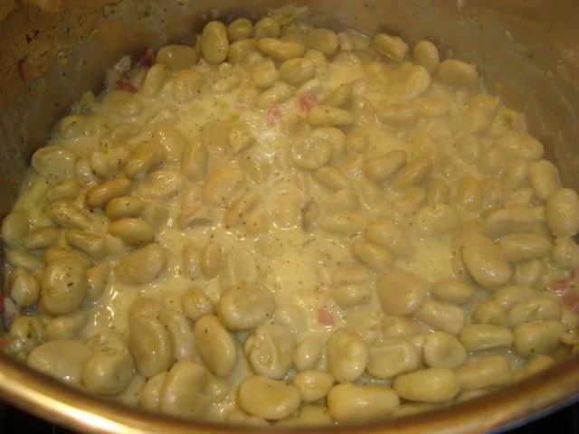 Dicke Bohnen mit Speck-Sahne-Sauce - Rezept - Bild Nr. 4