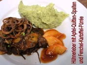 Hühnerleber mit Apfel-Quitte-Spalten und Fenchel-Kartoffelpürrée - Rezept