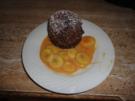 halbflüssiges Schoko-Küchlein mit Caramell-Bananen-Sauce - Rezept