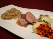 Ibérico-Schwein mit getrüffeltem Kartoffelpüree und Champagnerkraut - Rezept