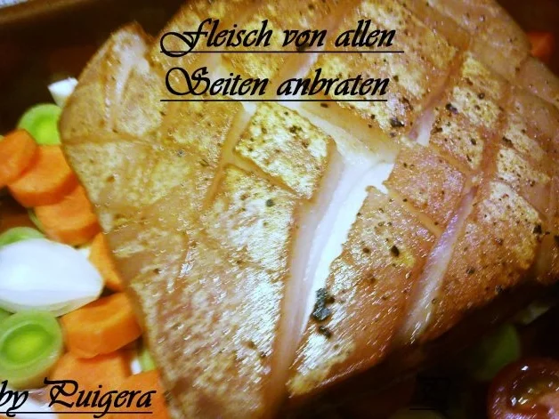 Rezept: Mein Schweinerückenbraten an Semmelknödel und Rotkohl Bild Nr. 2 Mein Schweinerückenbraten an Semmelknödel und Rotkohl - Rezept - Bild Nr. 2