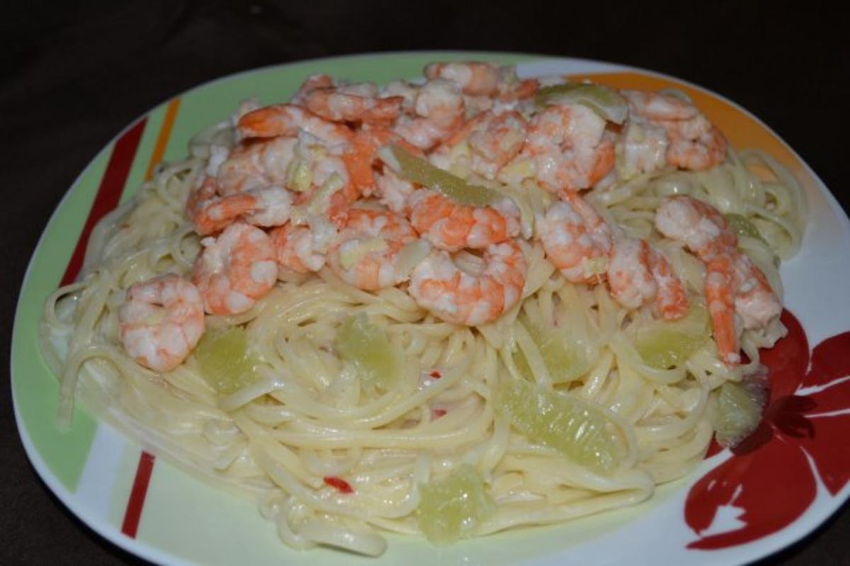 Scharfe Limetten Pasta mit Ingwer-Knoblauch Gambas - Rezept - kochbar.de