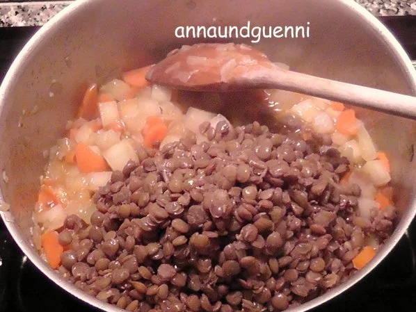 Rumpsteak mit Baconkartoffeln und winterlichem Linsengemüse und Rotweinsauce - Rezept - Bild Nr. 9