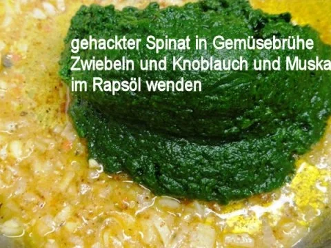 Ei auf Spinat-Kartoffelboden und Sahne-Spiegel Euro 5,50 für 4 Pers. - Rezept - Bild Nr. 3