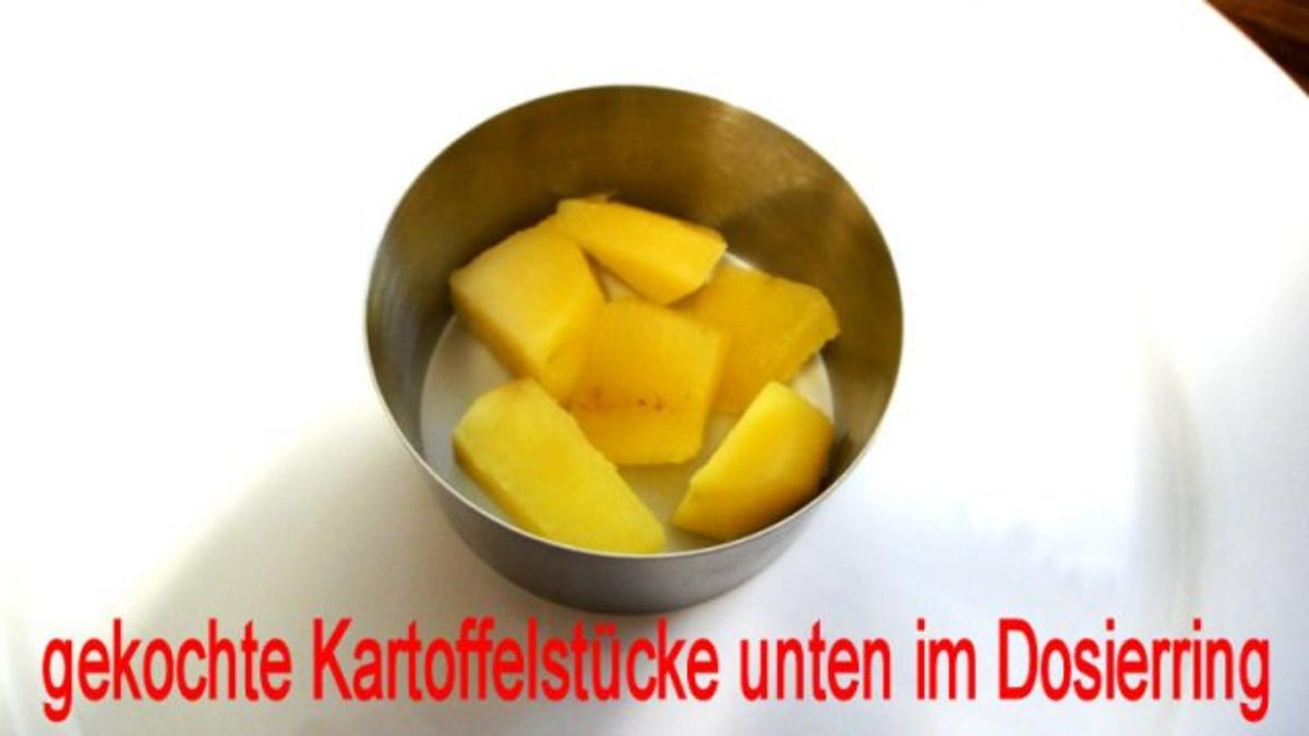 Ei auf Spinat-Kartoffelboden und Sahne-Spiegel Euro 5,50 für 4 Pers. - Rezept - Bild Nr. 5