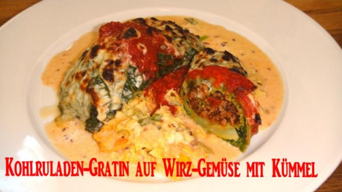 Bilder für Wirsingrouladen auf seinem Gemüse gratiniert - Rezept