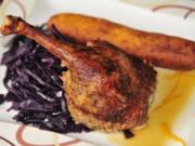 Adventskalender 24. Tag: Ente à l' Orange, gebackene Kartoffelnudeln und Glühweinblaukraut - Rezept