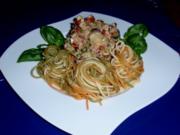 Spaghetti Tricolore mit (m)einer Thunfisch-Sauce - Rezept
