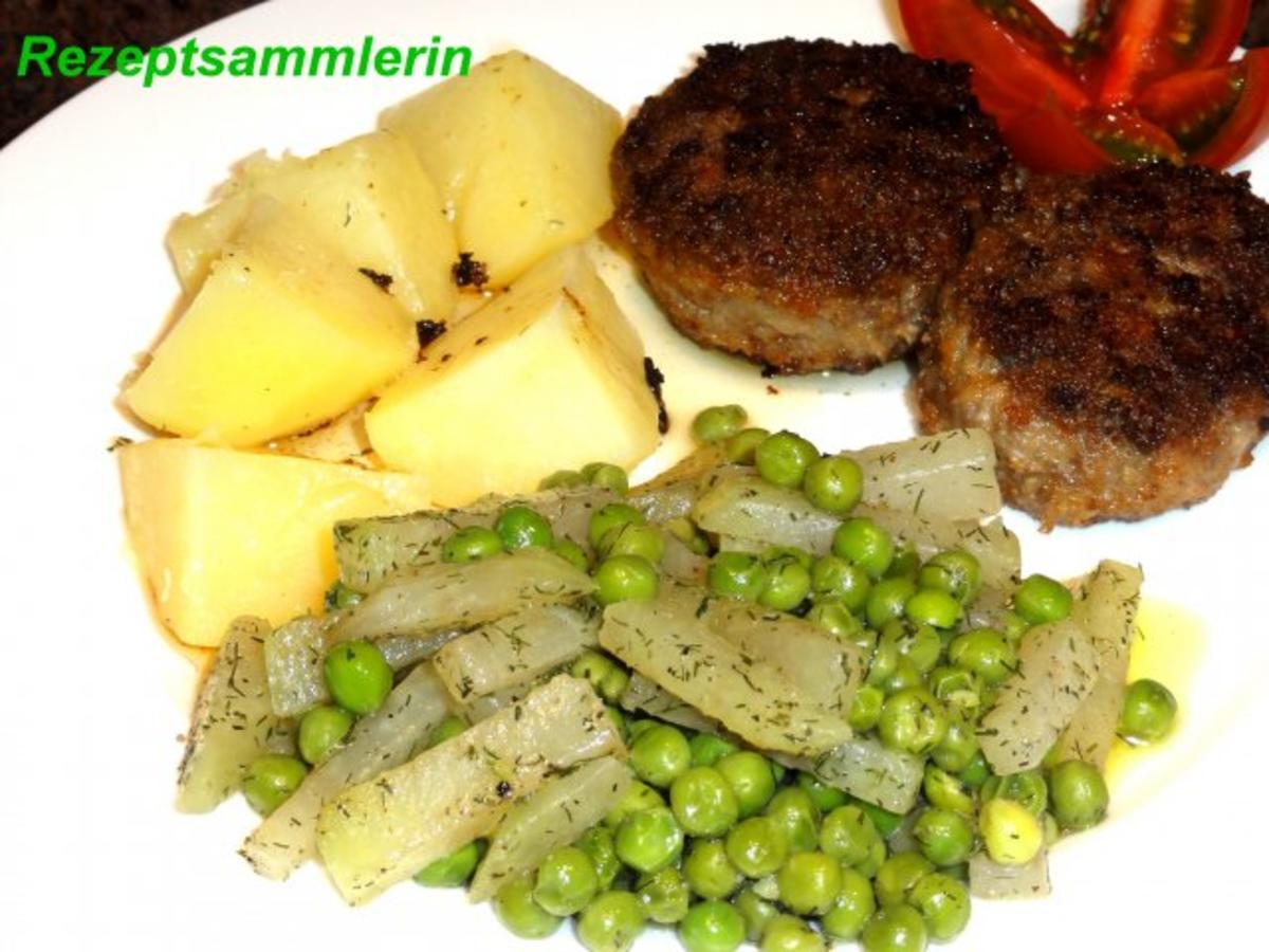 Gemüse:   ERBSEN + KOHLRABI in Dillbutter - Rezept