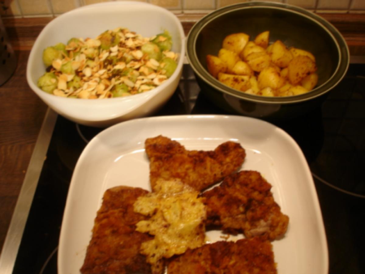 Rosenkohl mit Mandelplättchen, Kalbsschnitzel und geschwenkten Kartoffeln - Rezept - Bild Nr. 28