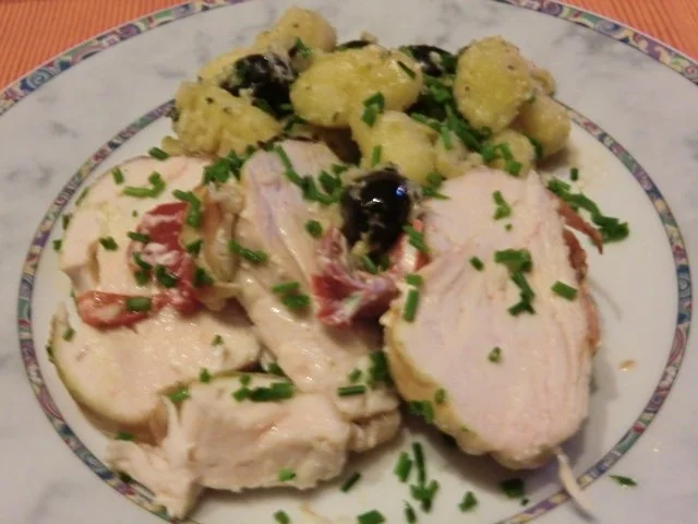 Gefüllte Hähnchenbrust im Speckmantel - Rezept