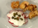 Rezept: Garnelen im Laugenmantel mit Radieschencreme und gebackenen Kapern (Männer) Garnelen im Laugenmantel mit Radieschencreme und gebackenen Kapern (Männer) - Rezept