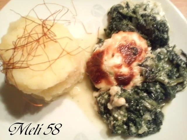 Aufläufe/ Überbackenes:  Spinatauflauf mit Pochierten Eiern und Gargonzola - Rezept