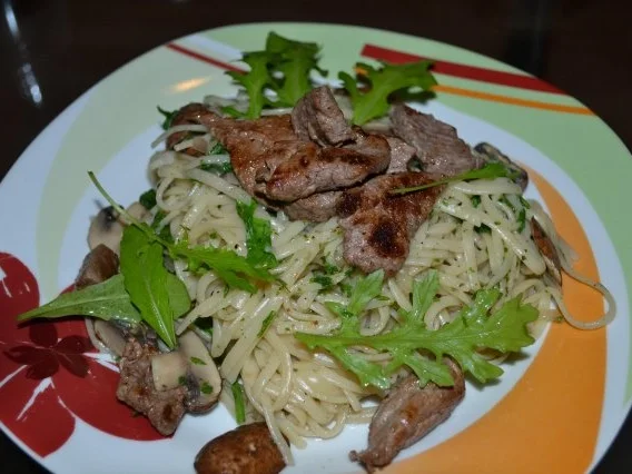 Rezept: Linguini mit Pilzen und Rinderfiletstreifen Linguini mit Pilzen und Rinderfiletstreifen - Rezept
