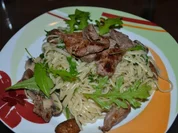 Linguini mit Pilzen und Rinderfiletstreifen - Rezept