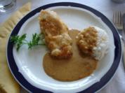 Gebackene Hähnchenbrustfilets mit Erdnusssauce und Reis - Rezept