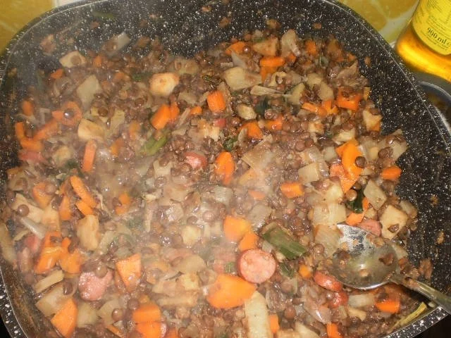 Gefüllte Schnitzelröllchen auf Linsengemüse - Rezept - Bild Nr. 10