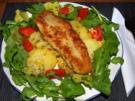 Rotbarschfilets mit lauwarmem Röstkartoffelsalat im Rucolakranz - Rezept