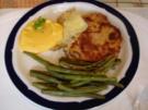 Gebackener Leberkäse mit grünen Bohnen und Möhren-Kartoffelpüree - Rezept