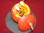 Ingwer-Kürbissuppe mit Hühnchenspieß - Rezept