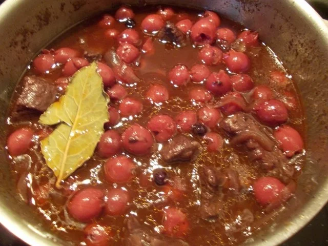 Rezept: HIRSCHGULLASCH mit ROTWEIN-KIRSCH-SAUCE Bild Nr. 5 HIRSCHGULLASCH mit ROTWEIN-KIRSCH-SAUCE - Rezept - Bild Nr. 5