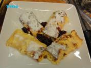 Überbackene Topfenpalatschinken - Rezept