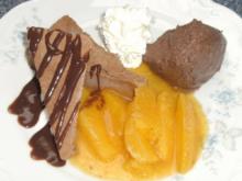 Schokoparfait, Mousse au Chocolat und Gewürzorangen - Rezept