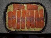 Lachs auf Lauch-Apfel-Gemüse mit Gnocchi - Rezept