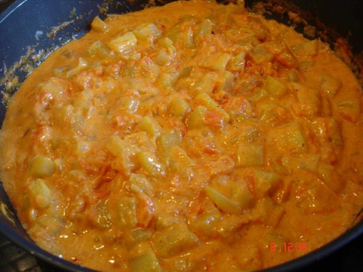 Tomaten-Gurkengemüse mit Bratwurst und Kartoffeln - Rezept - Bild Nr. 12