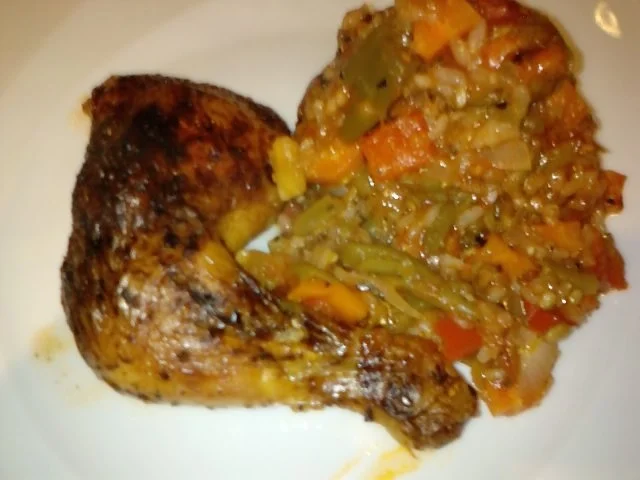 Resteverwertung Höllenschenkel auf buntem Gemüsereis - Rezept - Bild Nr. 6