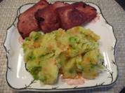 Schmalhans - Küchenmeister : Gebratener Leberkäse mit Gemüsekartoffelbrei - Rezept