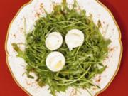 Hart gekochte Eier mit Knoblauchcreme und Rucola (Joy Fleming) - Rezept