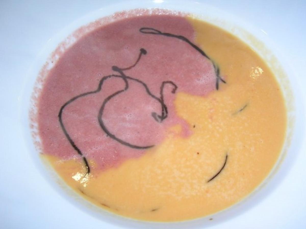 Bilder für Zweierlei Cremesuppe von der Süßkartoffel und Roter Beete - Rezept