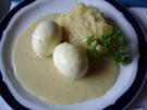 Senfeier mit Sellerie-Kartoffel-Püree - Rezept