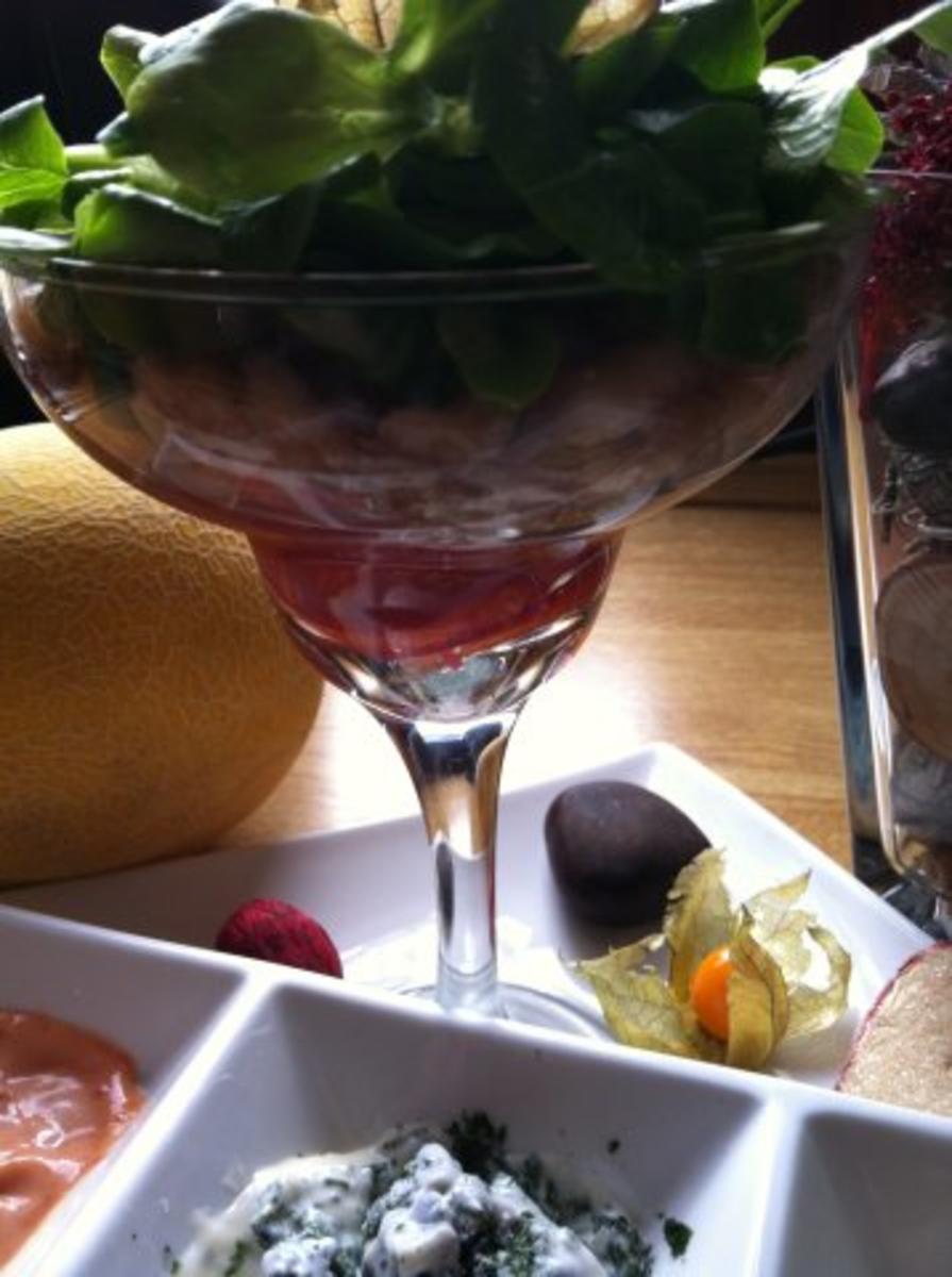 Garnelen-Cocktail.. mit marinierten Garnelen an Salat mit Früchten.... - Rezept - Bild Nr. 3
