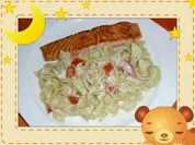 Lachsfilets Provence mit Creme-Nudeln - Rezept