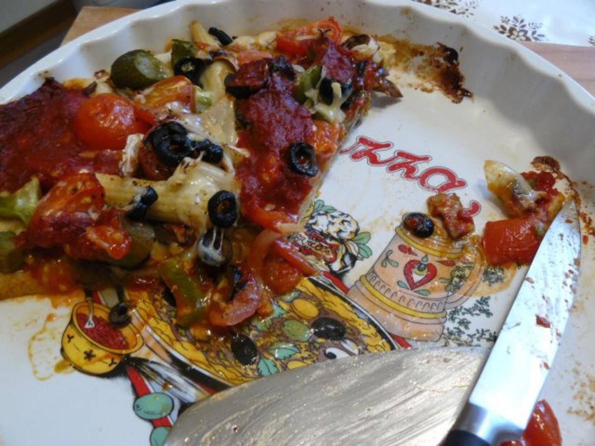 Vegetarische Pizza mit Pilzen und Tomaten - Rezept