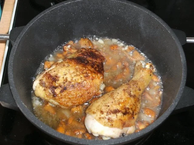 Fleisch: Hähnchenkeule mit Pfifferlingen - Rezept - Bild Nr. 5