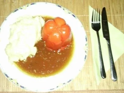 Paprikaschoten gefüllt mit Mett und Pilzen - Rezept