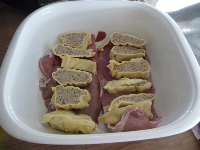 Kalbsfleisch : Kalbsschnitzel - Maultaschen - Spinat - Auflauf - Rezept - Bild Nr. 4
