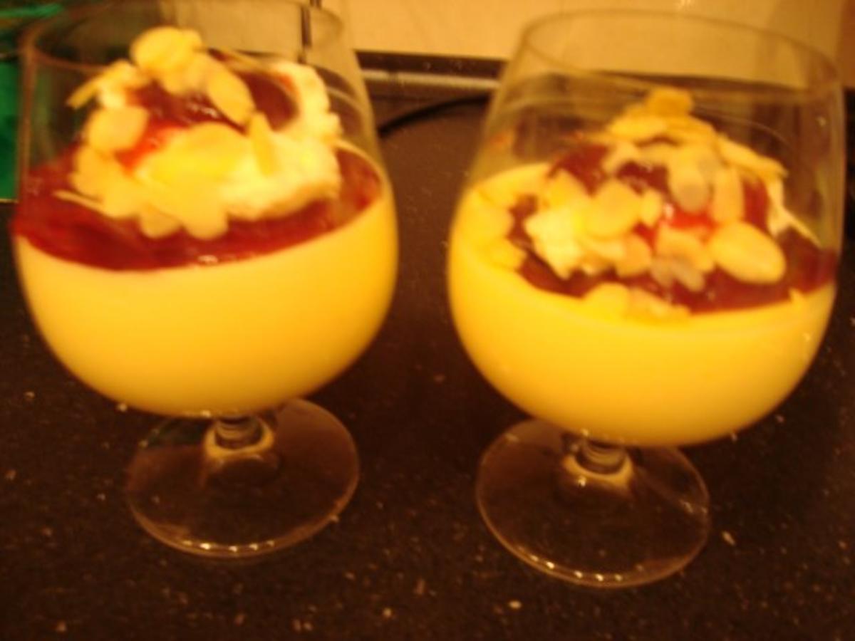 Dessert.......... Schokopudding-Ananas-Quark...mit Sahne.....für alle ...