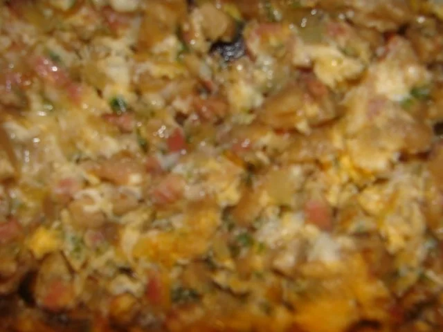 Rezept: Abendbrot : Austernpilze mit Kochschinken und Rührei Bild Nr. 2 Abendbrot : Austernpilze mit Kochschinken und Rührei - Rezept - Bild Nr. 2
