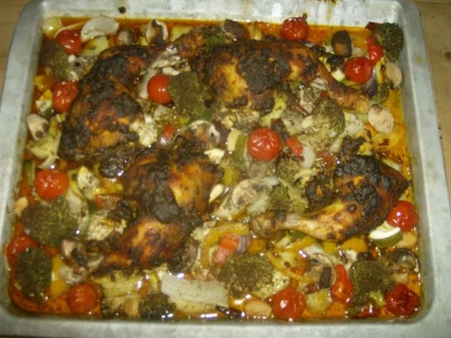 Hendlhaxen auf Gemüse - Rezept