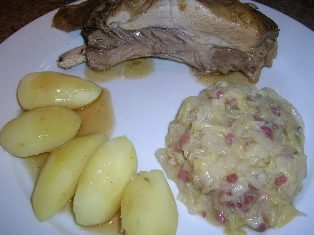 Dicke Rippe geschmort, mit Chinakohlgemüse - die gute alte Hausmannskost, - Rezept