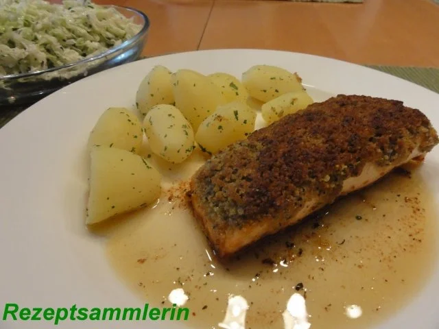 Rezept: Fisch: LACHSFILET mit Zitronen-Kräuterkruste Fisch: LACHSFILET mit Zitronen-Kräuterkruste - Rezept