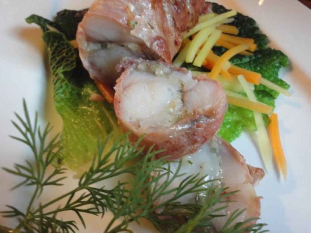 Seeteufelfilet im Serranomantel - schnell &amp; einfach - 106 kcal/100g
