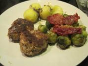 Rinderfrikadellen mit Dörrfleisch,  Rosenkohl und Kartöffelchen - Rezept