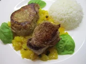 Schweinemedaillons auf Mangospiegel - Rezept