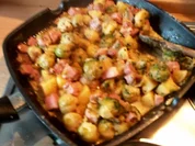 Pfannengericht:Kasselerpfanne mit Rosenkohl und Kartoffeln - Rezept